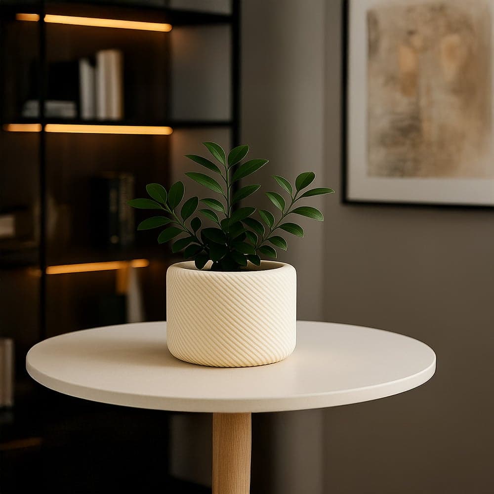 Minimal Çizgili Dekoratif Saksı – 1. görsel