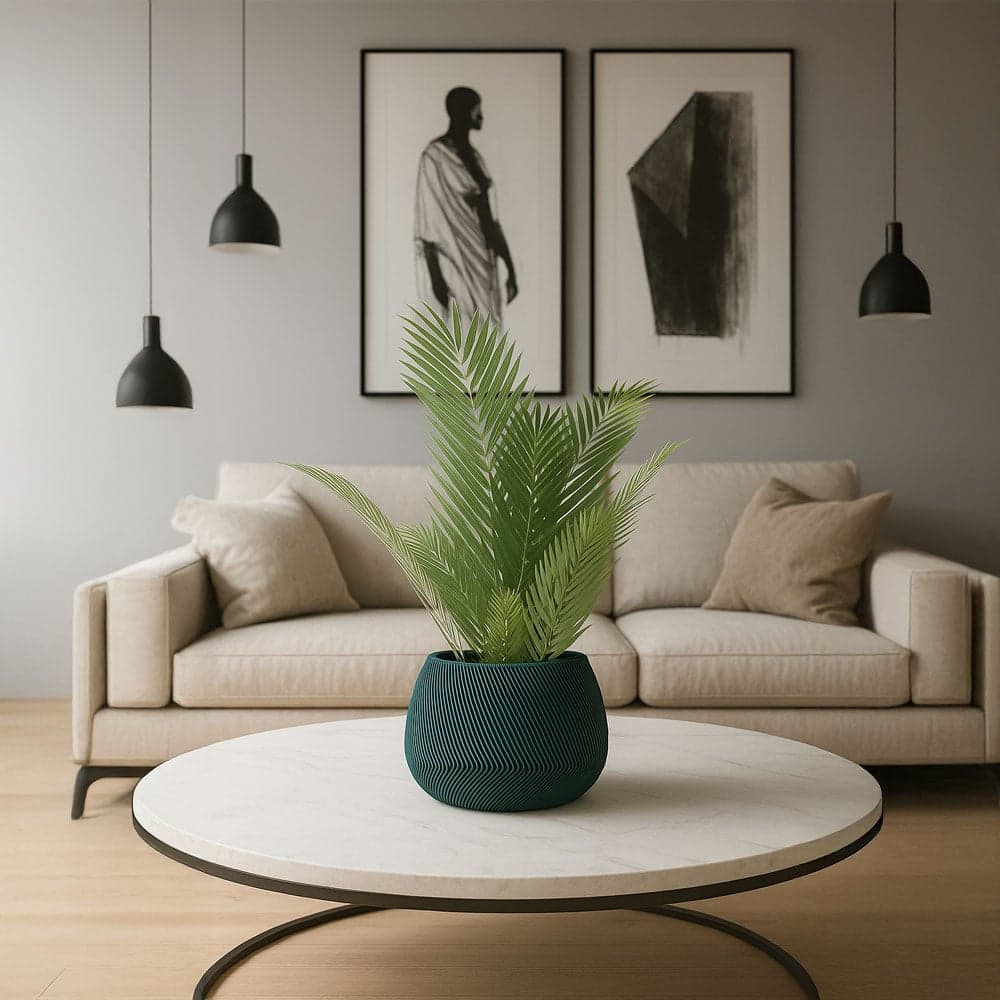 Modern Tasarım Dekoratif Çizgili Saksı – 1. görsel