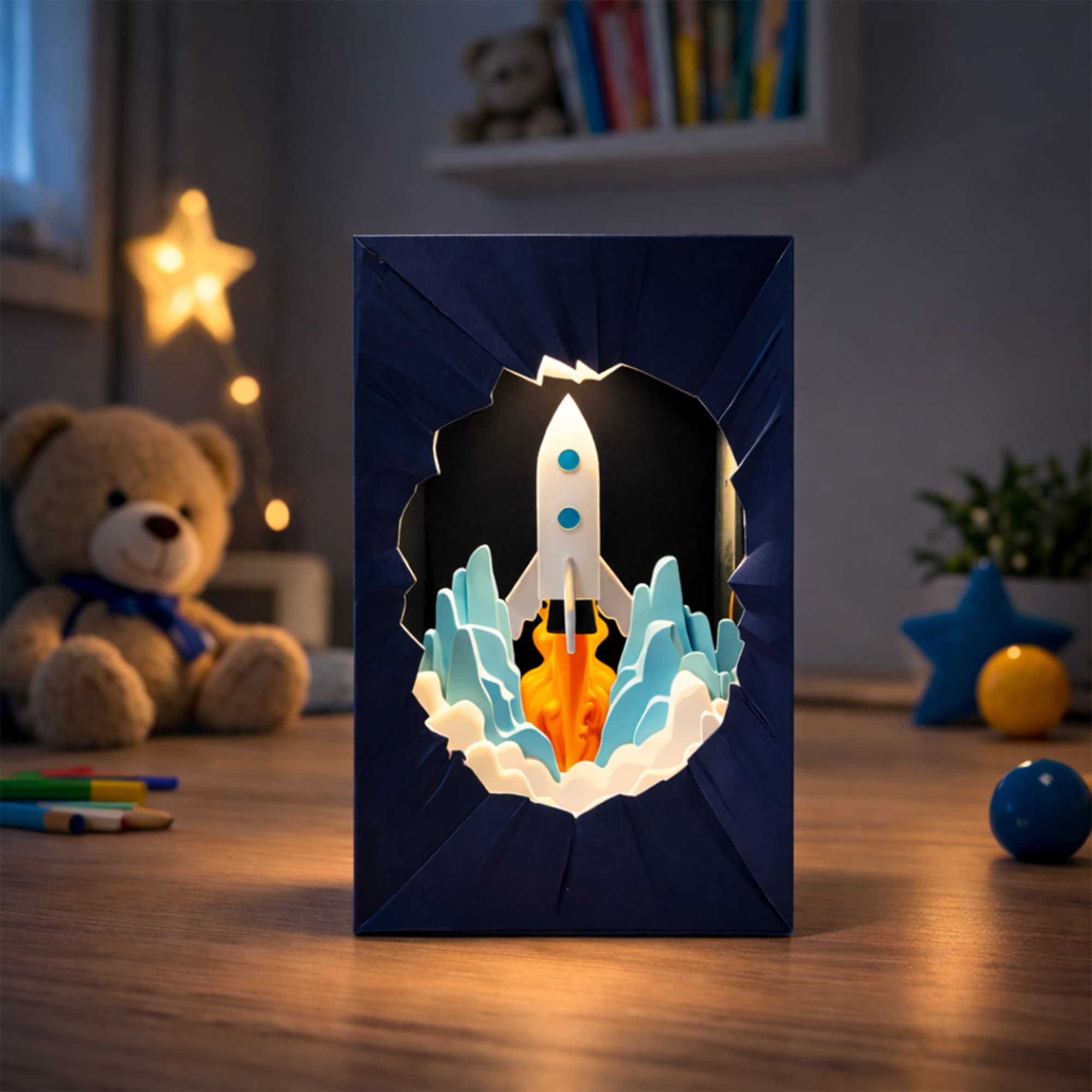 Fibrika Store Astro Işıklı Roket Gece Lambası