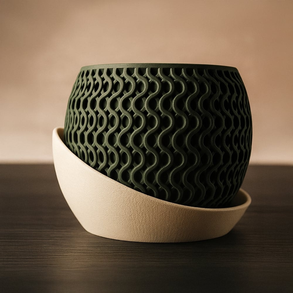 Modern Dalgalı Desen Dekoratif Saksı