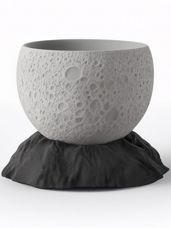 Ay Yüzeyi Desenli Saksı - Dekoratif Tasarım