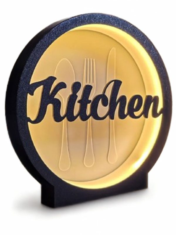 LED Işıklı Mutfak Dekoru – Kitchen Yazılı Masa Üstü Tasarım