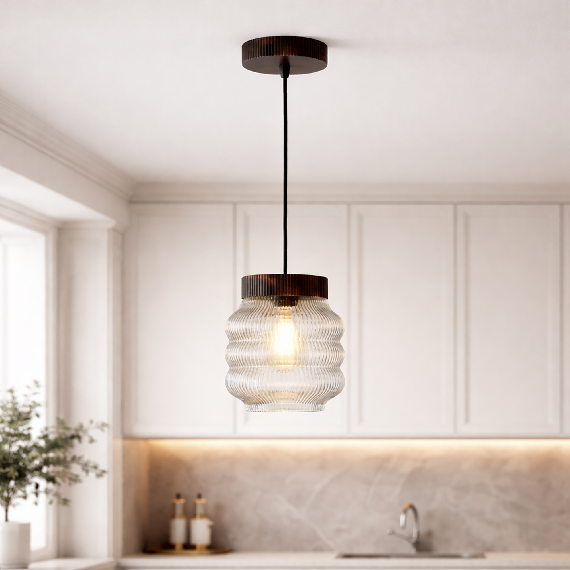 Fibrika Store-Aura Modern Çizgili Sarkıt Lamba - Dekoratif Ambiyans Aydınlatma - Görsel 2